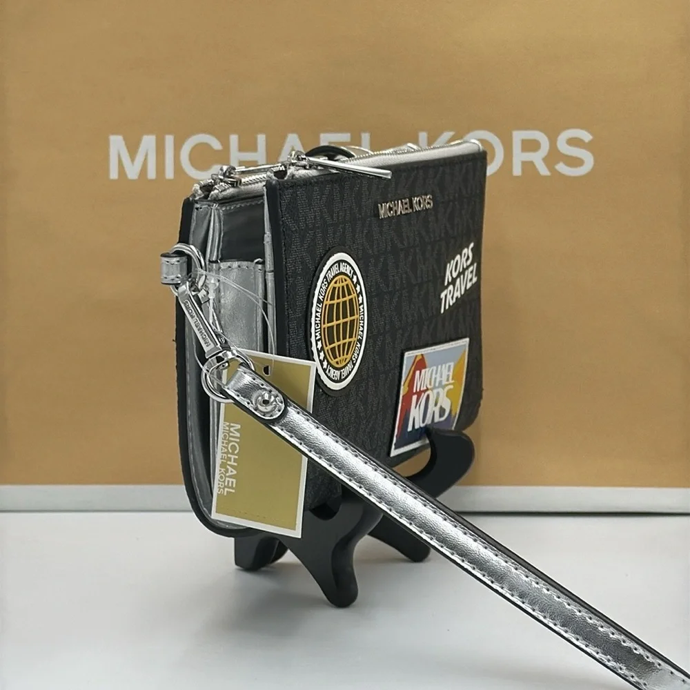 Michael kors Jet Set Travel Large Embellished Signature Logo Wristlet Black